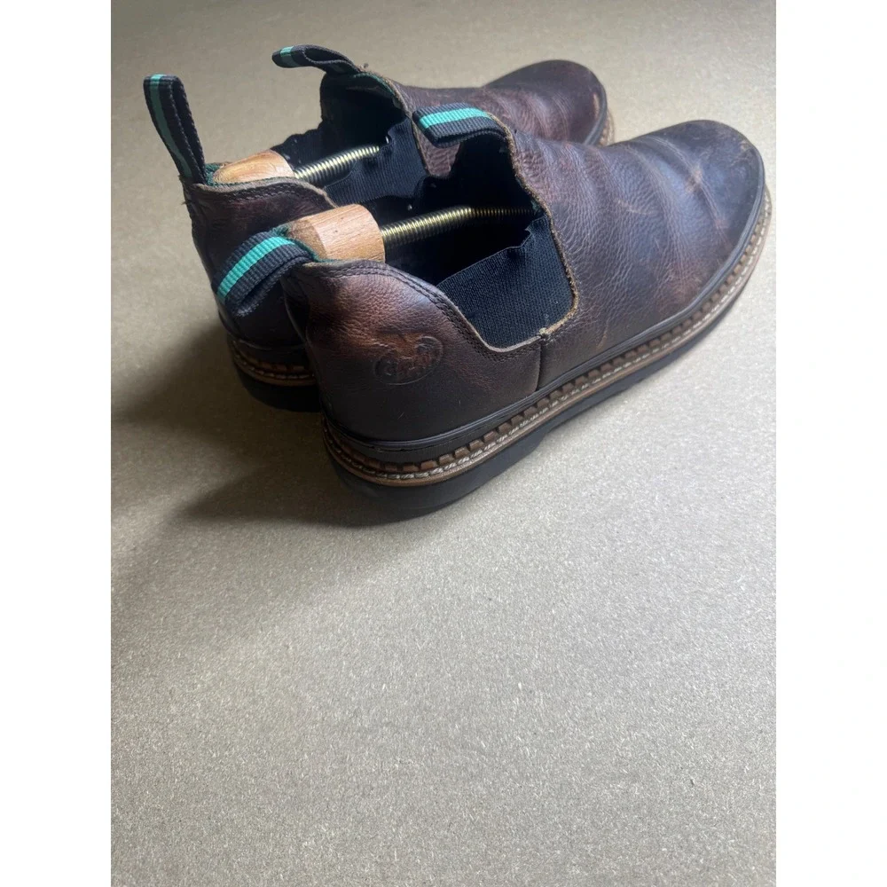 Georgia Giant Romeo Mens Brown Leather Work Boots GR262 Size 11 M Slip On Low